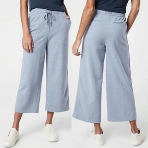 ATHLETA heathered light blue heat Farallon wide leg crop pants 0